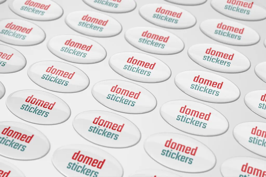 domed stickers on a sheet