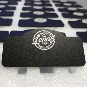 personalised black arched name badge