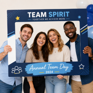 staff-holding-branded-selfie-frames