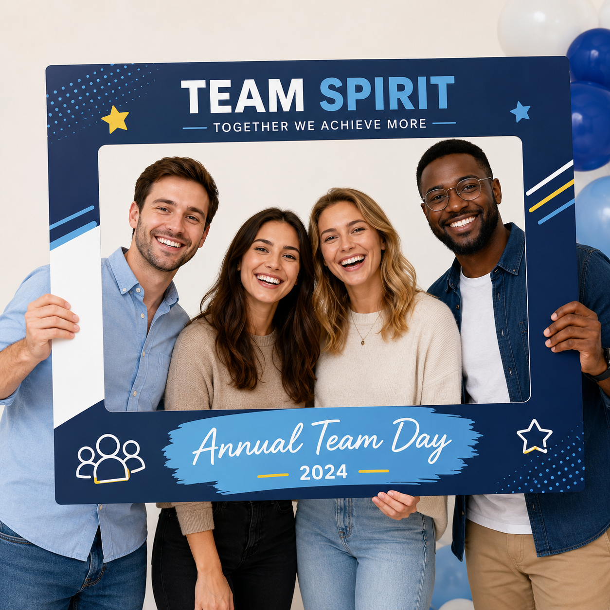 staff-holding-branded-selfie-frames