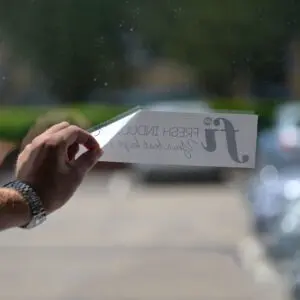 removable vinyl sticker on a window