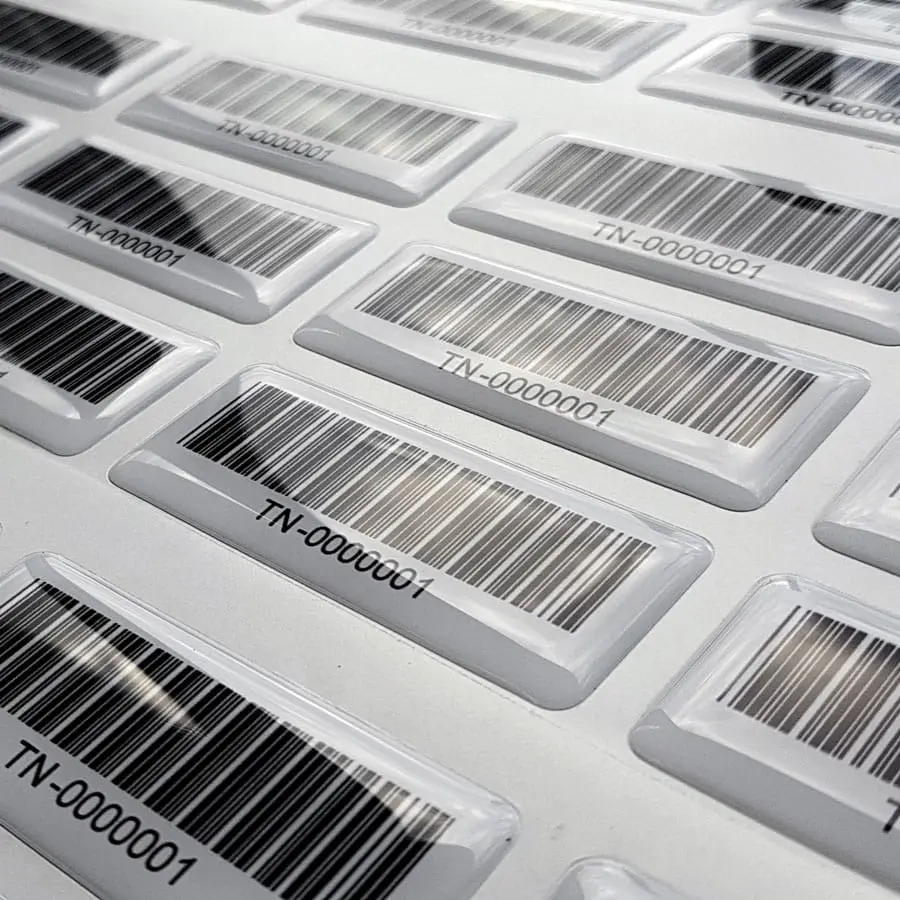 domed barcode labels