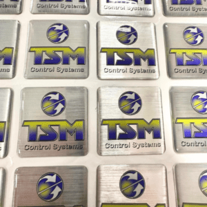 brushed silver domed stickers