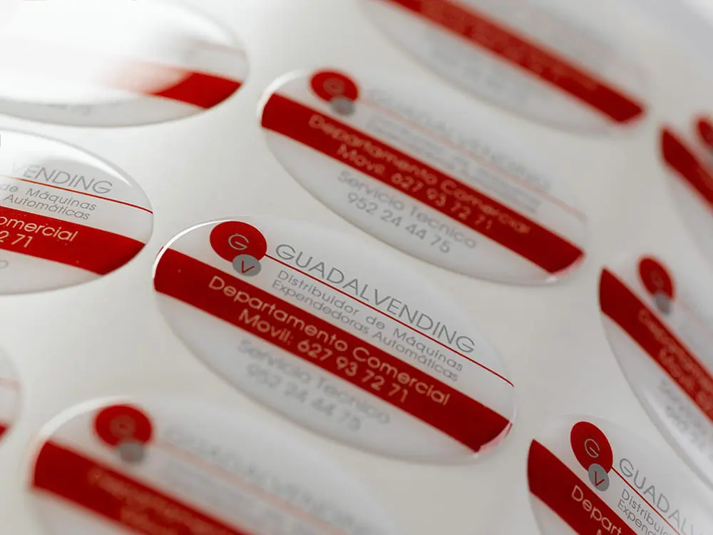 oval domed labels with branding